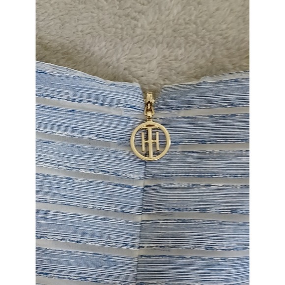 Tommy Hilfiger Dress Sz 6 Striped Pleated FitFlare Midi Periwinkle Wedding Guest - Picture 10 of 11